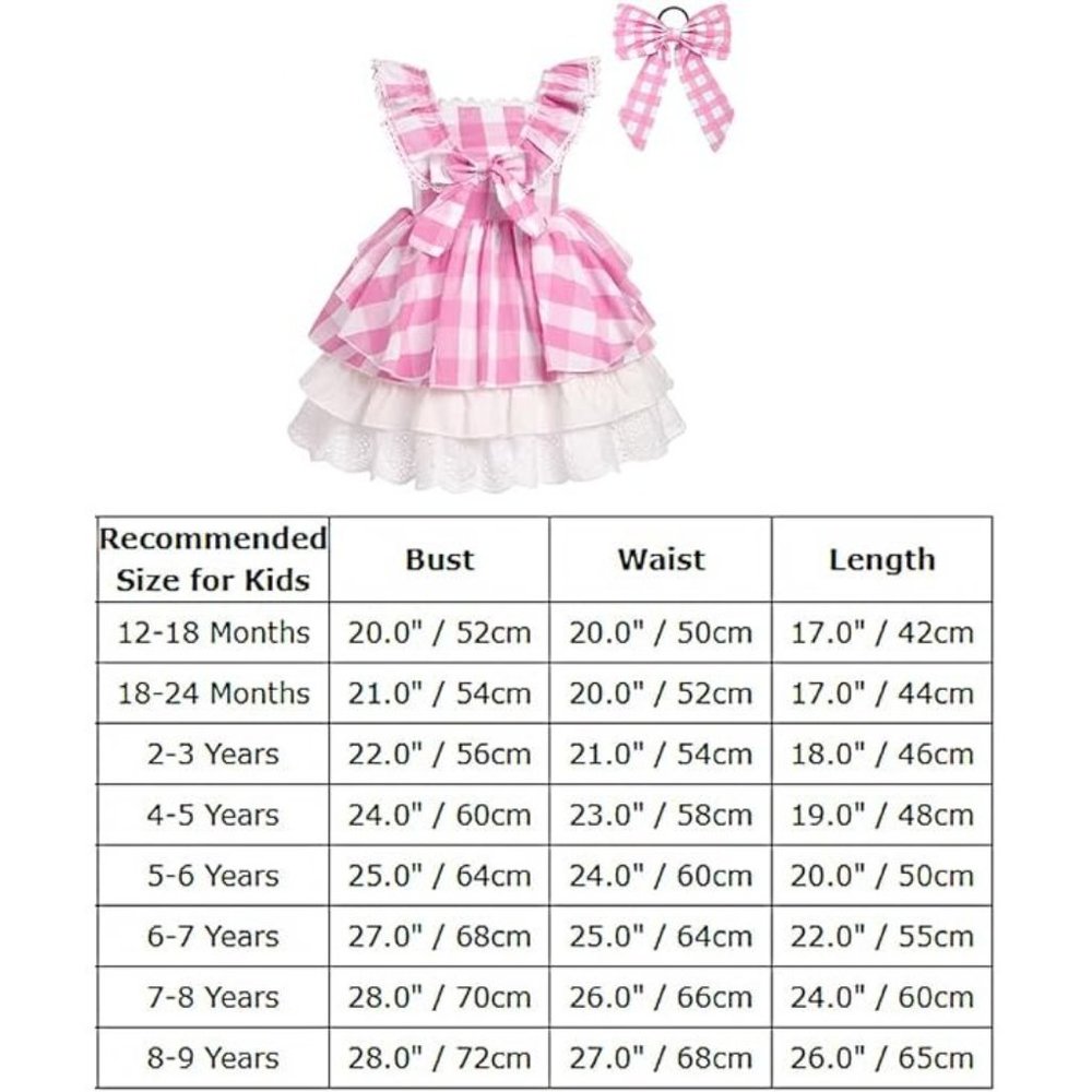 NWT Adorable Barbie Costume Movie Pink Gingham Plaid Baby Romper & Girls… - Picture 15 of 16
